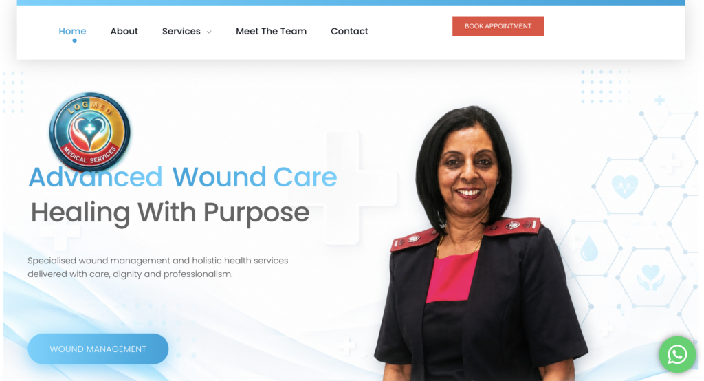 Logmed Medical Services website homepage, built by The Coder SA